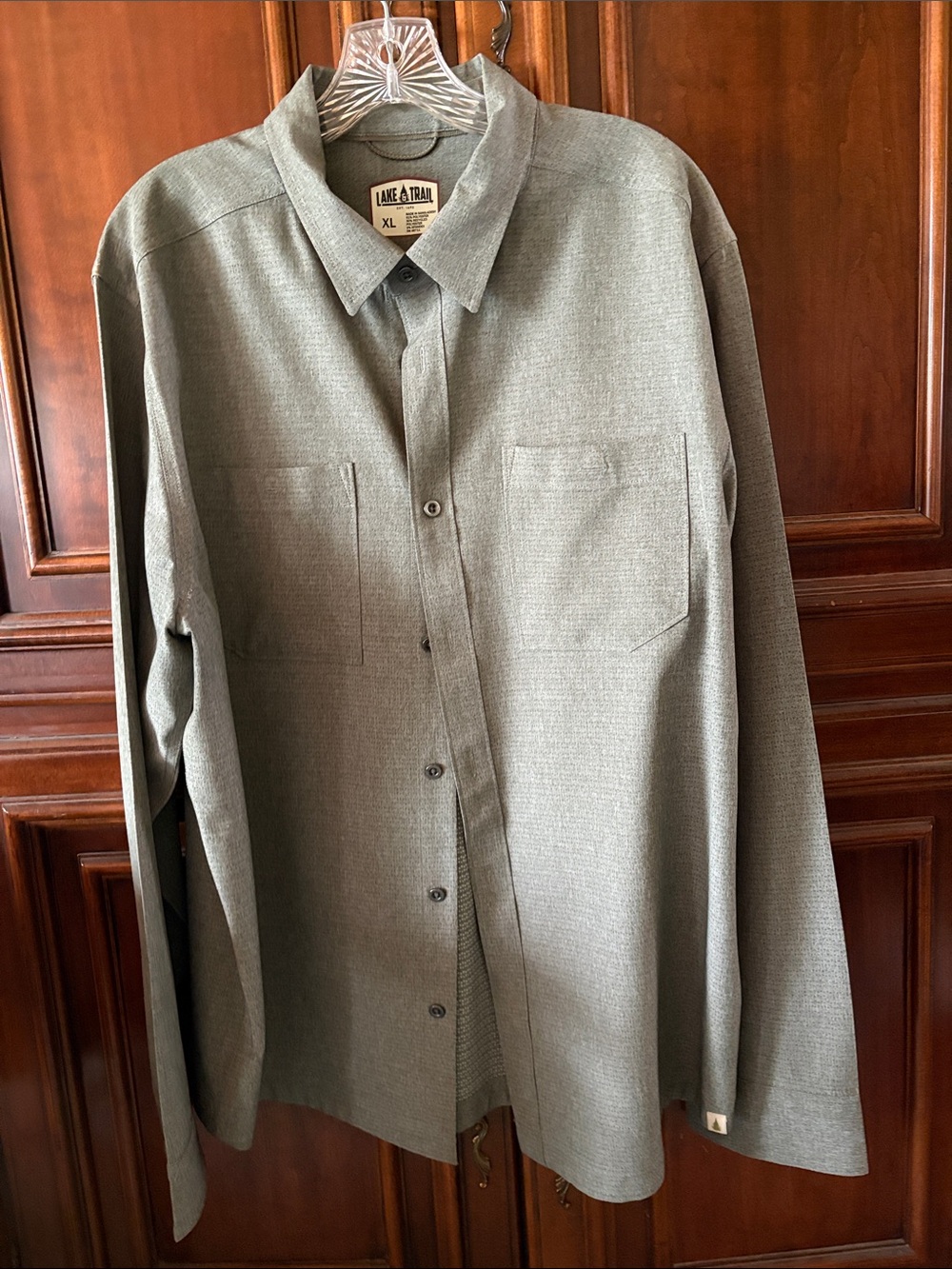 Lake & Trail Heather Grey Button-Up Shirt XL